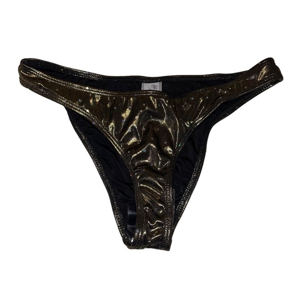 NWT Dippin’ Daisy’s Gold and Black Glittery Bikini Bottom - Picture 1 of 6